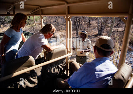 Sundowner Game Drive in Onguma Game Reserve, Namibia, Africa Stock Photo