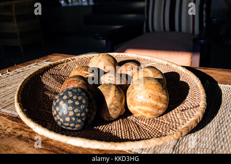 Decorative African Curios at Onguma Bush Camp, Onguma Game Reserve, Namibia, Africa Stock Photo