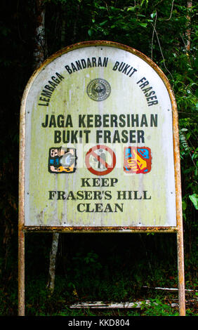 Environmental sign in Frasers Hill, Malaysia Stock Photo