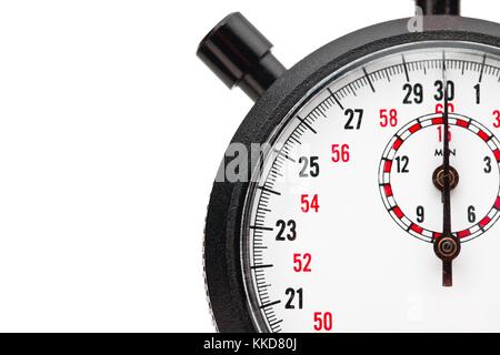 close up image of a cropped stopwatch on white Stock Photo