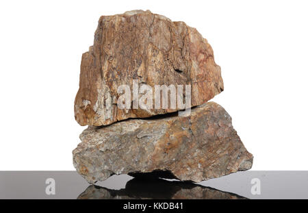 Big stone on black granit Stock Photo