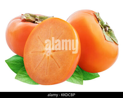 Fresh persimmon isolated on white background with clipping path Stock Photo