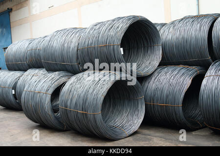 Large coil of Aluminum wire Stock Photo