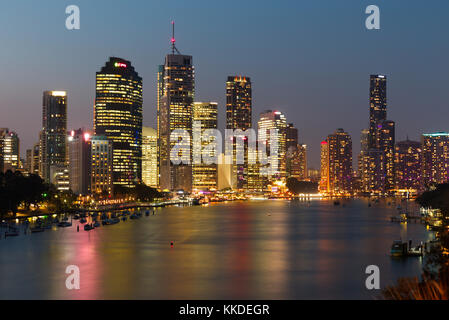 Sunset over Brisbane City from the Kangaroo Point lookout Queensland Australia Stock Photo