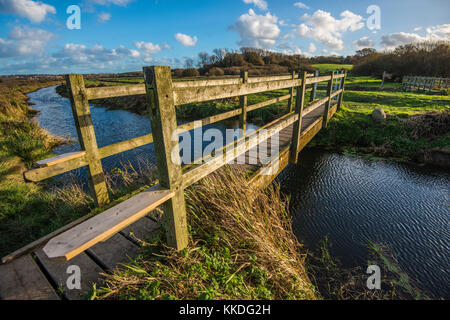 This is the main bridge of three over the Combe Haven River on the 1066 National Walking Trail between Bexhill and Crowhurst. Stock Photo