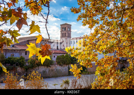 Beautiful photo of Rome, Italy with yellow foliage in Autumn Stock Photo