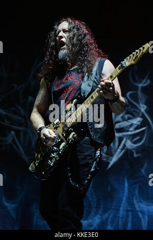 DENVER, CO - SEPTEMBER 29: Michael Wilton of Queensryche performs at Fiddler's Green Amphitheatre on September 29, 2015 in Denver Colorado   People:  Michael Wilton Stock Photo