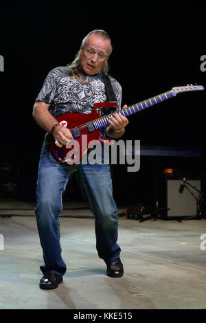 POMPANO BEACH, FL - OCTOBER 08: Mark Farner performs at The Pompano Beach Amphitheater on October 8, 2015 in Pompano Beach Florida   People:  Mark Farner Stock Photo