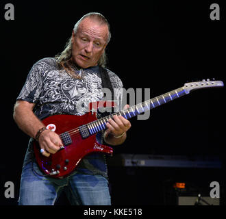 POMPANO BEACH, FL - OCTOBER 08: Mark Farner performs at The Pompano Beach Amphitheater on October 8, 2015 in Pompano Beach Florida   People:  Mark Farner Stock Photo