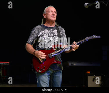 POMPANO BEACH, FL - OCTOBER 08: Mark Farner performs at The Pompano Beach Amphitheater on October 8, 2015 in Pompano Beach Florida   People:  Mark Farner Stock Photo