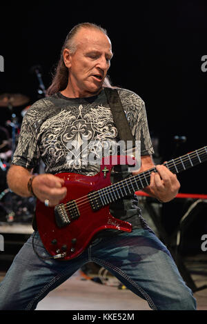 POMPANO BEACH, FL - OCTOBER 08: Mark Farner performs at The Pompano Beach Amphitheater on October 8, 2015 in Pompano Beach Florida   People:  Mark Farner Stock Photo