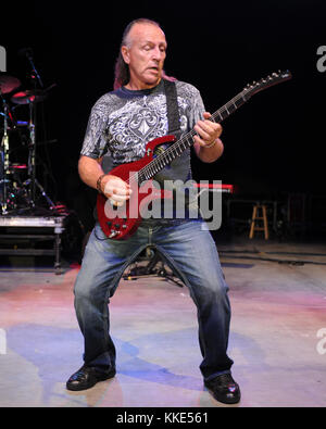 POMPANO BEACH, FL - OCTOBER 08: Mark Farner performs at The Pompano Beach Amphitheater on October 8, 2015 in Pompano Beach Florida   People:  Mark Farner Stock Photo