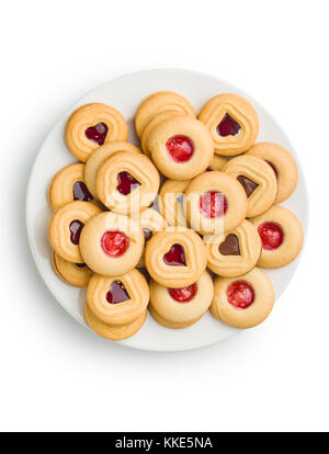 Sweet jelly cookies on plate. Cookies isolated on white background. Stock Photo