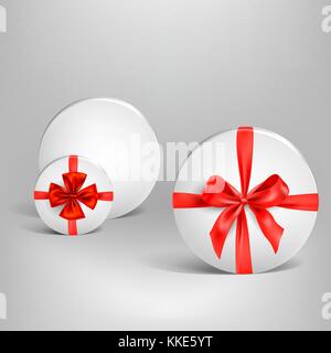 Holiday white box and ribbon Stock Vector