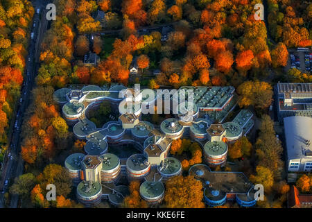 University of Duisburg-Essen, UDE, biscuit tins, merger of Gerhard-Mercator-Universität Duisburg and the University-Gesamthochschule Essen, in autumn, Stock Photo