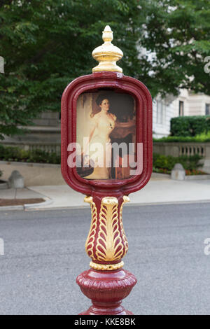 One of the restored call boxes, part of the Sheridan-Kalorama Call Box Restoration Project in Washington DC, United States. Stock Photo