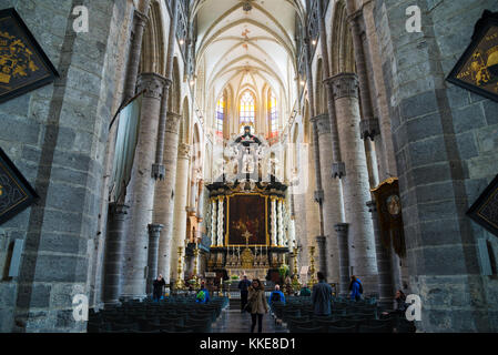 Ghent, Belgium - April 16, 2017: Interiors, paintings and details of Saint Nicholas' Church in Ghent, Belgium Stock Photo