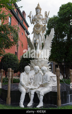 The statue of Saraswati, the Hindu goddess of education & wisdom outside the Embassy of Indonesia, Washington DC, United States. Stock Photo