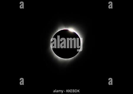 The Diamond Ring during the Great American Total Solar Eclipse on 21st August 2017, near Mitchell in Oregon Stock Photo