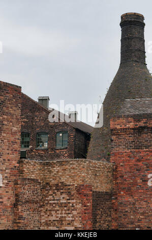 Longton, Staffordshire, UK - April 26 2008: The rear section of the Gladstone Pottery Museum. Stock Photo