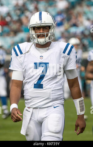 Jacksonville, FL, USA. 3rd Dec, 2017. Jacksonville Jaguars linebacker  Donald Payne (52) during the NFL football game between the Indianapolis  Colts and the Jacksonville Jaguars. Jacksonville defeated Indianapolis  30-10 at EverBank Field