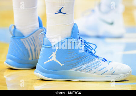 The shoes of North Carolina forward Luke Maye 32 during the NCAA