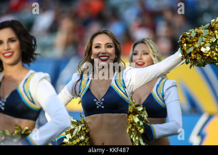 Carson, CA. 03rd Dec, 2017. Chargers Girls during the NFL Cleveland Browns vs Los Angeles Chargers at the Stubhub Center in Carson, Ca on December 03, 2017. (Absolute Complete Photographer & Company Credit: Jevone Moore/Cal Sport Media (Network Television please contact your Sales Representative for Television usage. Credit: csm/Alamy Live News Stock Photo