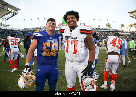 Dan Feeney #66 started at center for the Los Angeles Chargers