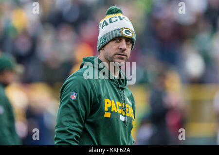 December 3, 2017: Green Bay Packers wide receiver Jordy Nelson #87 watches  the replay on the big screen of a 62 yard fumbled return for a touchdown by  Green Bay Packers Dean