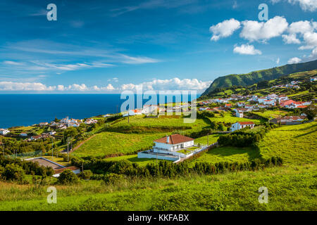 Beautiful view over green hills, meadows and mountains of Sao Miguel Island in Azores, Portugal Stock Photo