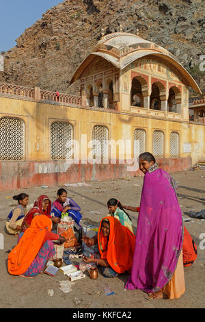 JAIPUR, INDIA, October 27, 2017 : Indian people at Galtaji (Khole Ke Hanuman Ji). This is an ancient Hindu pilgrimage site in the town of Khania-Balaj Stock Photo