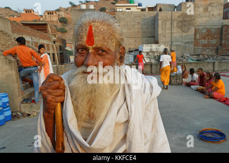 JAIPUR, INDIA, October 27, 2017 : Portrait of Sadhus. A sadhu is a religious ascetic, mendicant or any holy person in Hinduism and Jainism who has ren Stock Photo