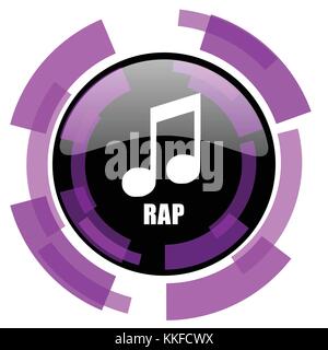 Rap music pink violet modern design vector web and smartphone icon. Round button in eps 10 isolated on white background. Stock Vector