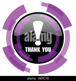 Thank you pink violet modern design vector web and smartphone icon. Round button in eps 10 isolated on white background. Stock Vector