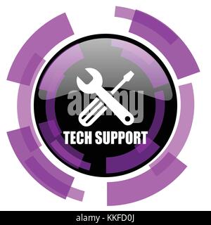 Technical support pink violet modern design vector web and smartphone icon. Round button in eps 10 isolated on white background. Stock Vector