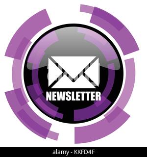 Newsletter pink violet modern design vector web and smartphone icon. Round button in eps 10 isolated on white background. Stock Vector