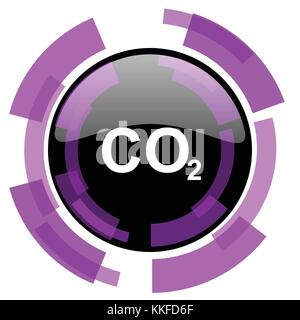 Carbon dioxide pink violet modern design vector web and smartphone icon. Round button in eps 10 isolated on white background. Stock Vector