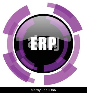 Erp pink violet modern design vector web and smartphone icon. Round button in eps 10 isolated on white background. Stock Vector