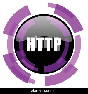 Http pink violet modern design vector web and smartphone icon. Round button in eps 10 isolated on white background. Stock Vector