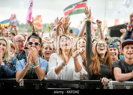 George Ezra fans in the crowd at the Other Stage at Glastonbury 2017 Stock Photo