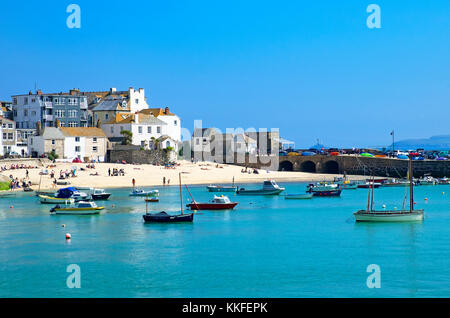 boats in the harbour at st.ives, cornwall, england, britain, uk. Stock Photo