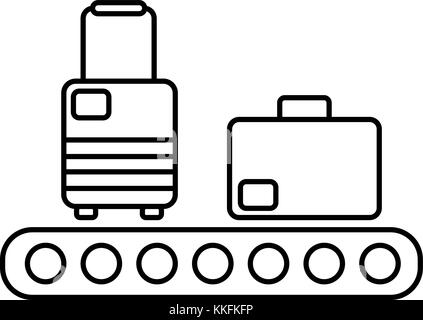 Modern and simple vector flat illustration the icon in the form suitcases on luggage conveyor. With thin lines for the application, website, interface Stock Vector