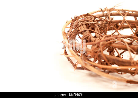 Crown of Thorns, as worn by Jesus Christ in the Easter Passion story during his Crucifixion, on a white background Stock Photo