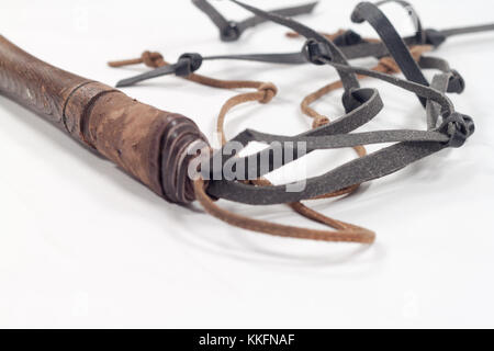 Cat-o-Nine-Tails Whip as used to torture Jesus Christ in the Easter Passion Story before his Crucifixion Stock Photo