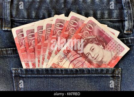 cash in a back pocket Stock Photo