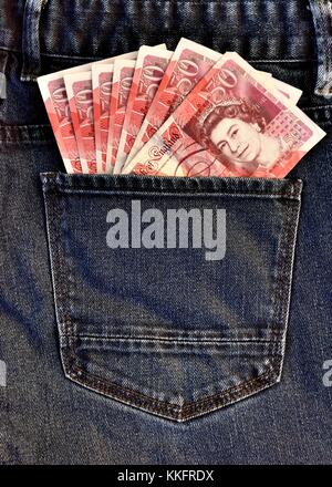cash in a back pocket Stock Photo
