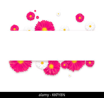 Flowers composition. Wreath made of various pink flowers on white background. Flat lay, top view Stock Photo