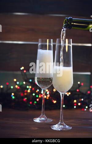 Still life with two champagne glasses Stock Photo