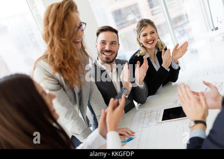 Team of architects working together on project Stock Photo