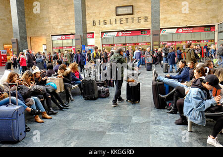 ticket office at pisa central railway station, tuscany, italy Stock Photo